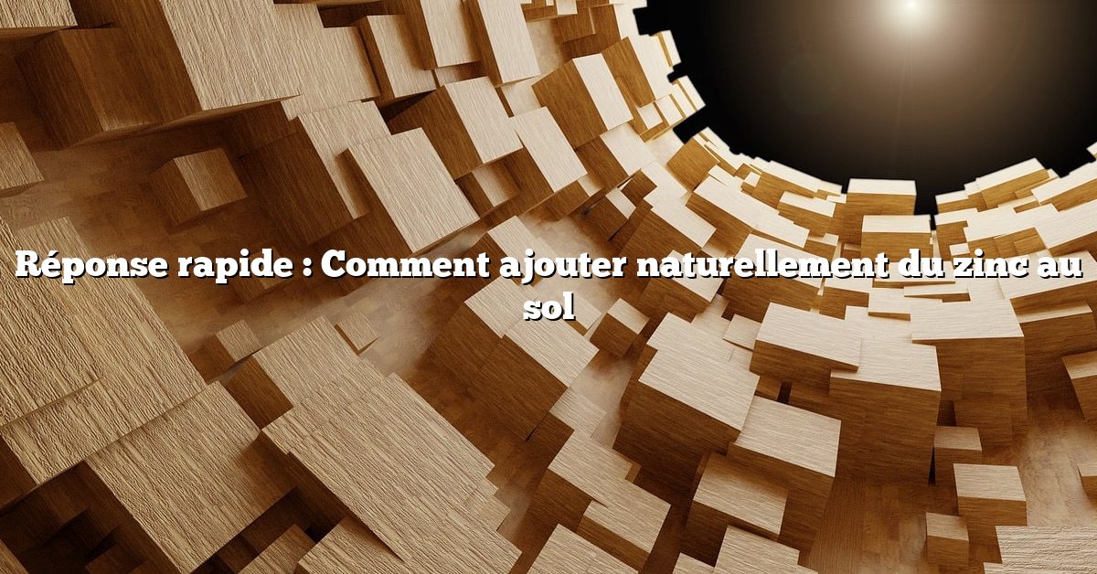 Réponse rapide : Comment ajouter naturellement du zinc au sol